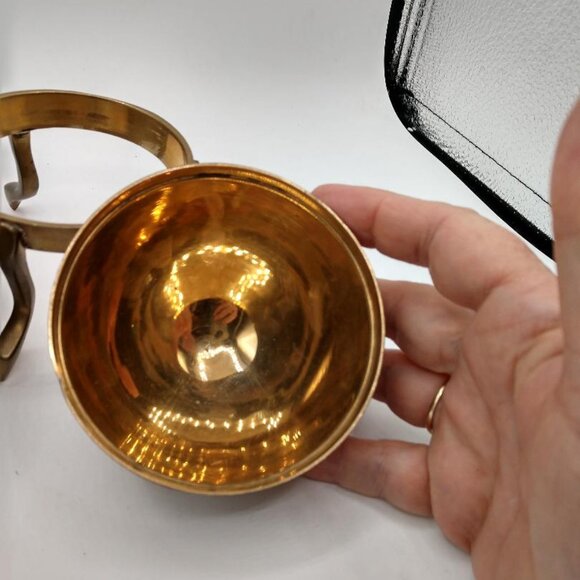 Vintage Enameled Brass Cloisonné Egg with Three Legged Stand - Picture 4 of 10